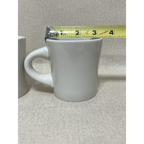 VTG REGO White Heavy Restaurant Ware Coffee Mug Cup Set Of 2 Chunky Chubby - Picture 9 of 11